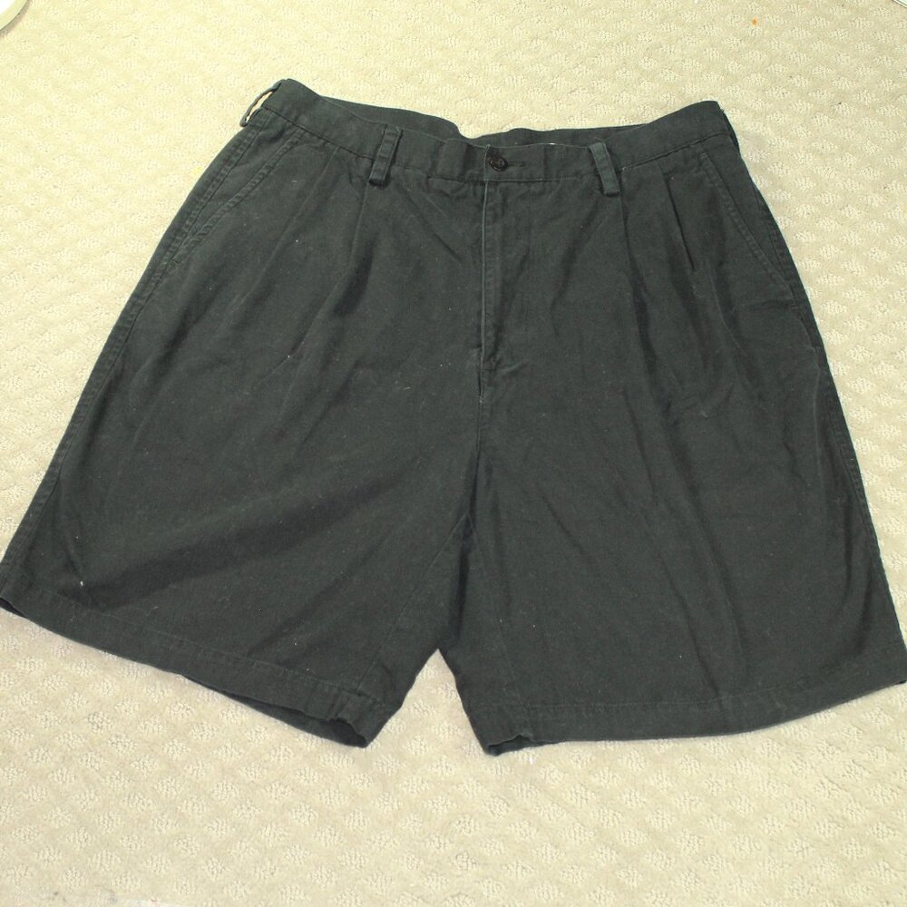 Nike Shorts Mens 34 100% Cotton Black Chino Twill Pleated Casual Golf Golfer